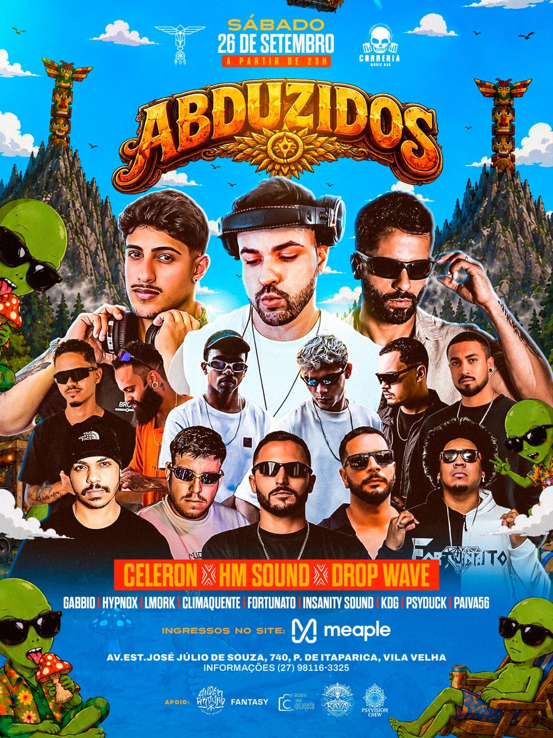 Flyer de Celeron, Fortunato, Psyduck, Hypnox e mais 7 artistas