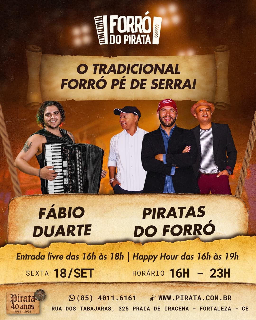 Flyer de Fábio Suarte, Aulão de Forró e Piratas do Forró