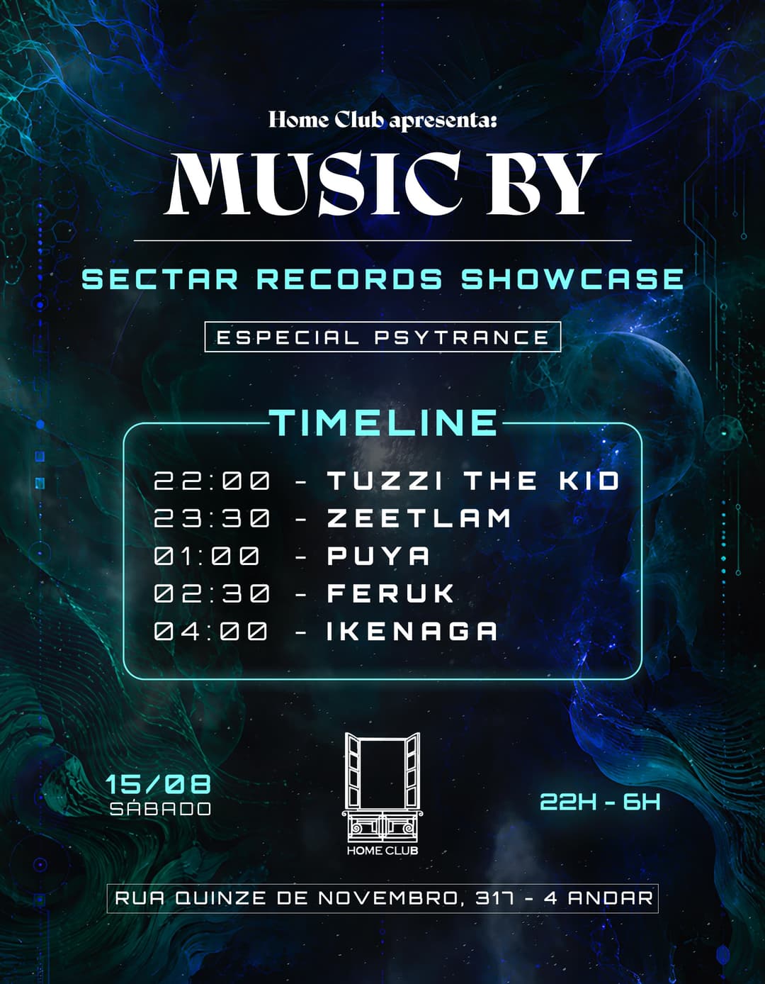 Flyer de TUZZI THE KID, ZEETLAM, PUYA, FERUK e IKENAGA