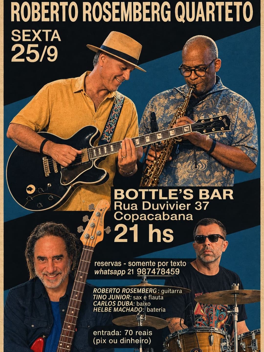 Flyer de Roberto Rosemberg Quarteto