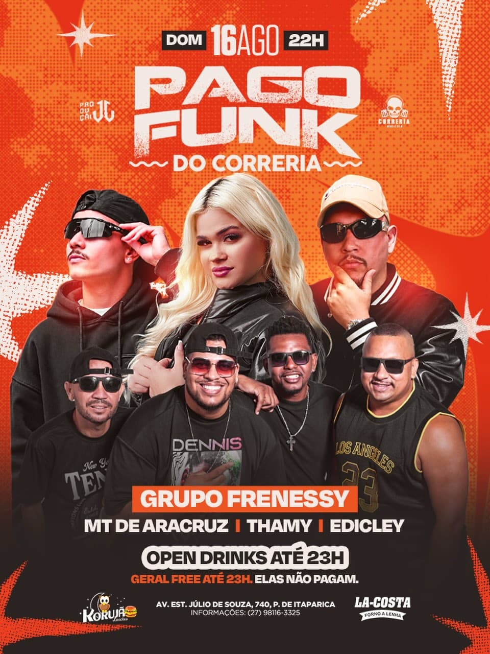 Flyer de Grupo Freenesy, MT de Aracruz, DJ Thamy e DJ Edicley