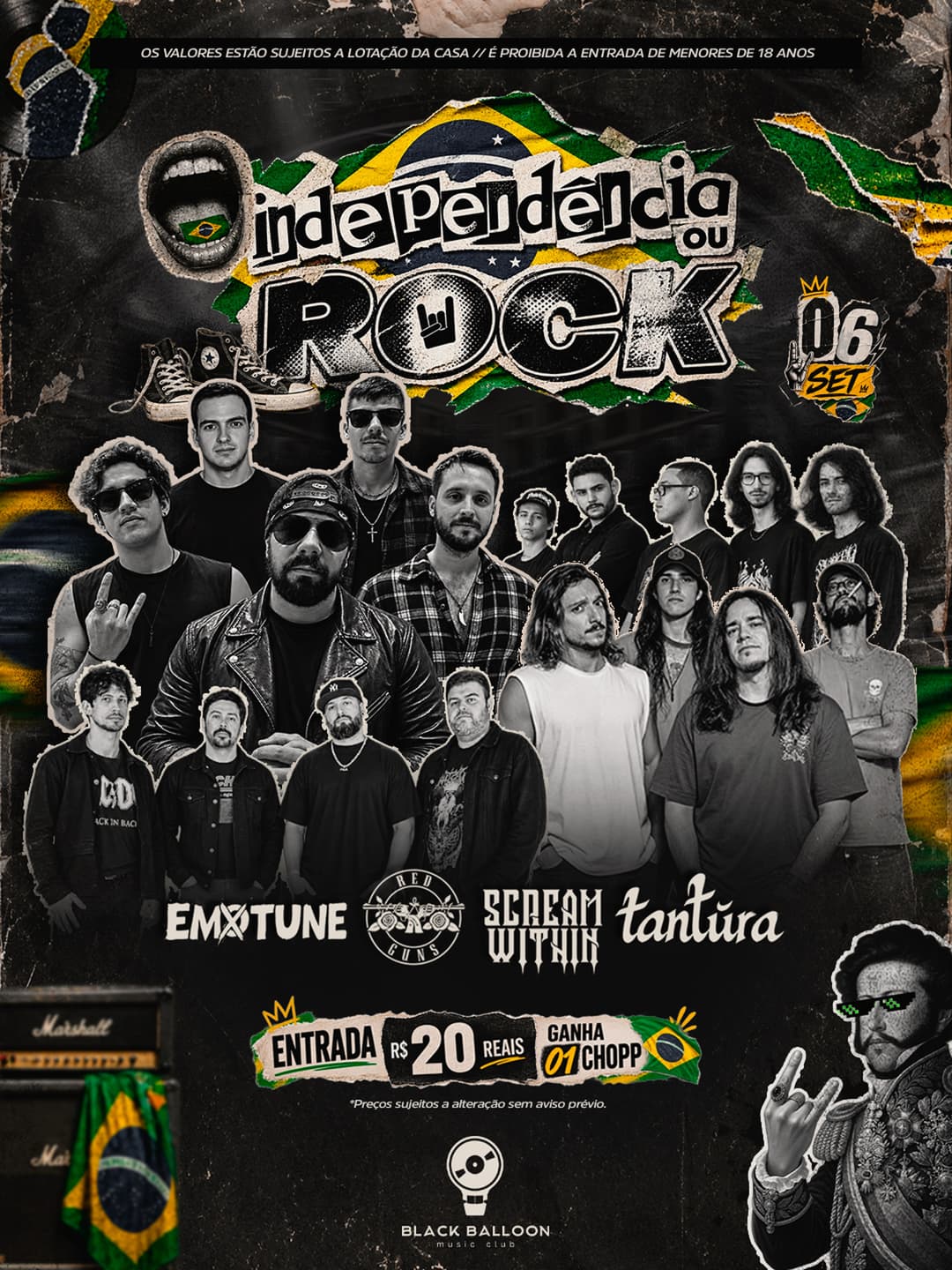 Flyer de EMxTN, Tantura, Red Guns e Scream Within