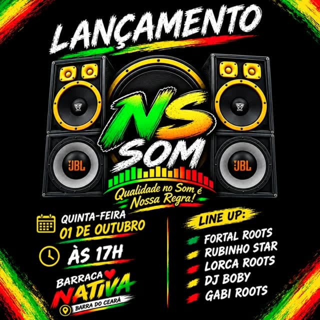 Flyer de Fortal Roots, Gabi Roots, rubinhostar e mais 2 artistas