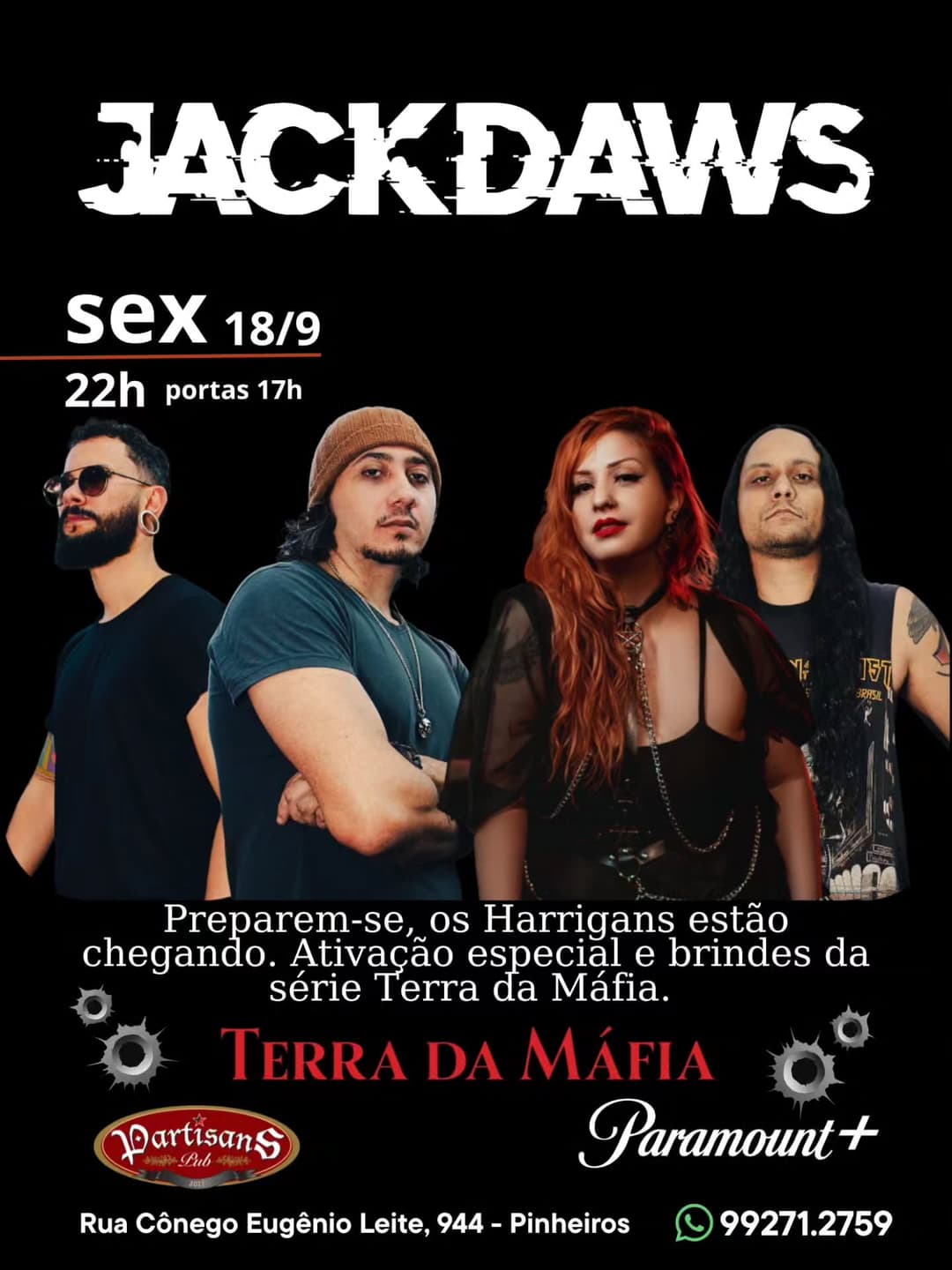Flyer de Banda Jackdaws e Baby Labarba