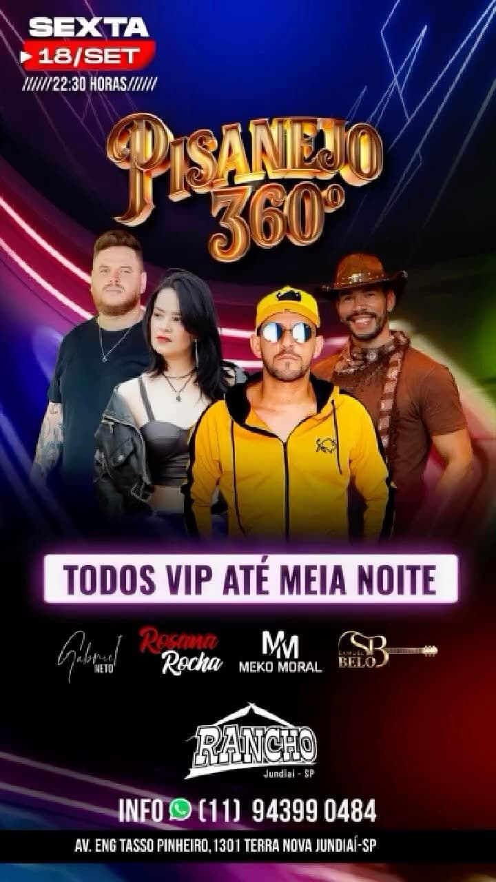 Flyer de Rosana Rocha, Gabriel Neto, Mekô Moral e SB Belo