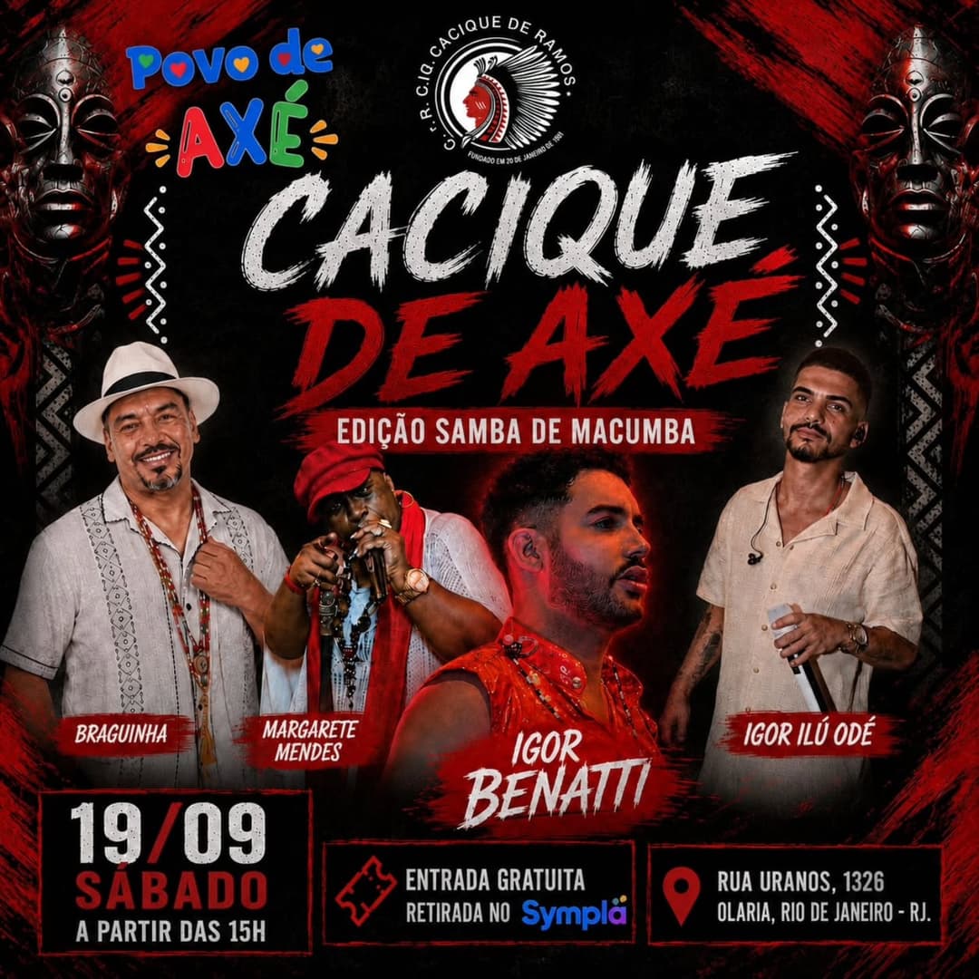 Flyer de Margarete Mendes, Braguinha e mais 2 artistas