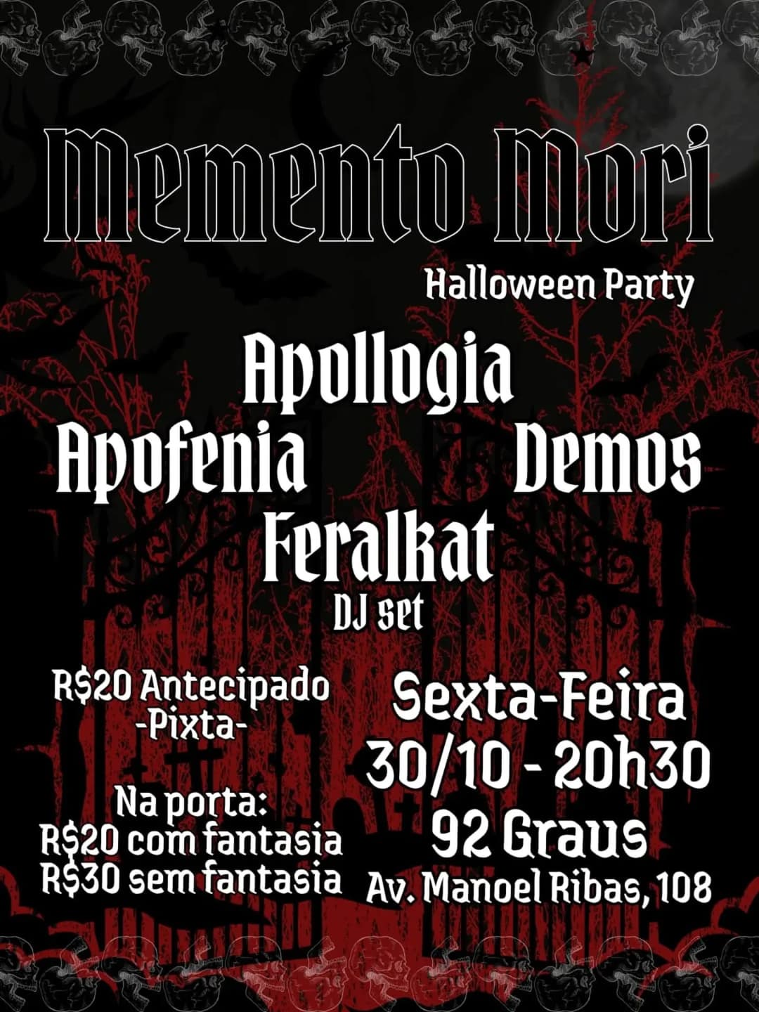 Flyer de Apofenia, Feralkat, Demos e Apollogia