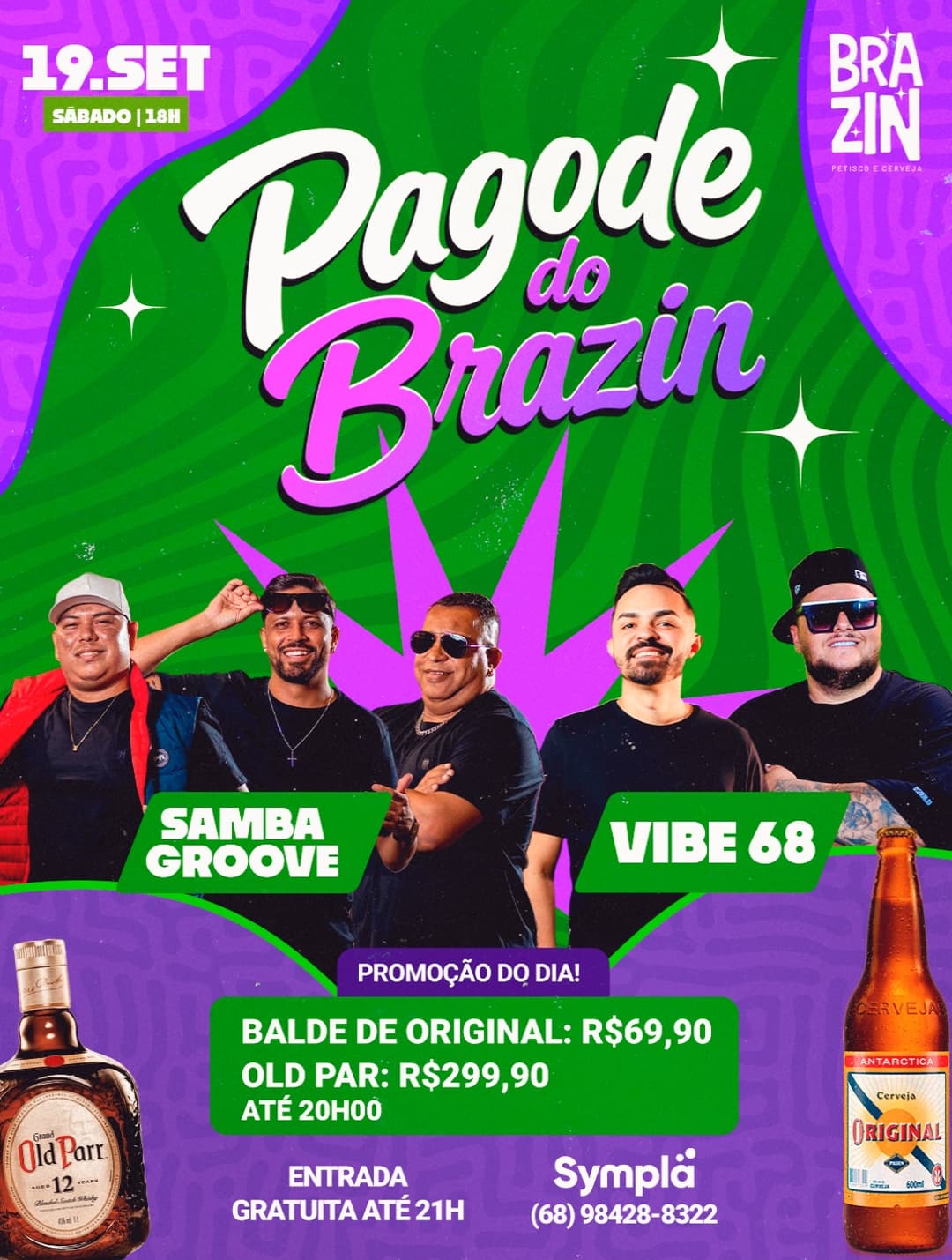 Flyer de Samba Groove e Vibe 68