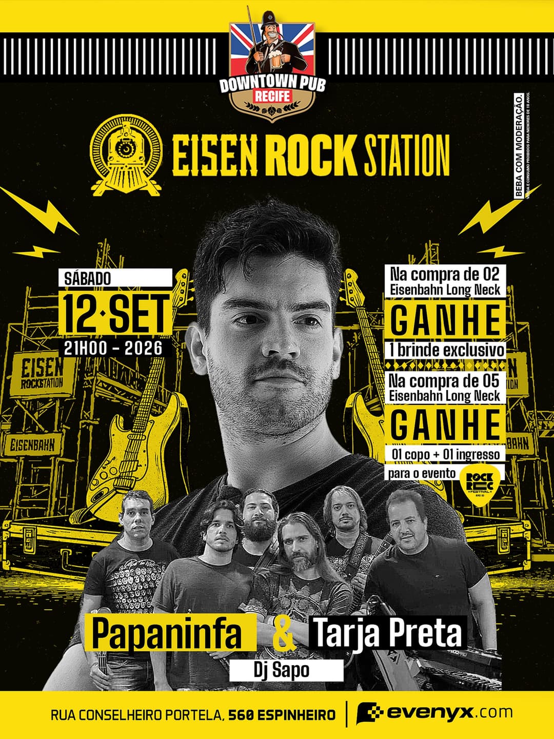 Flyer de Tarja Preta, Papaninfa e DJ Sapo