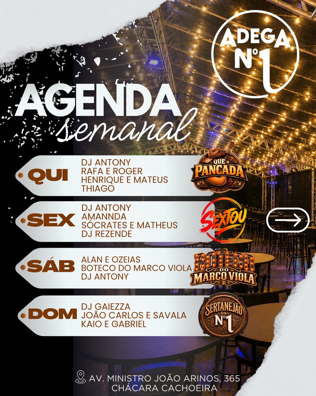 Flyer de DJ Gaiezza, João Carlos e Savala e Kaio e Gabriel