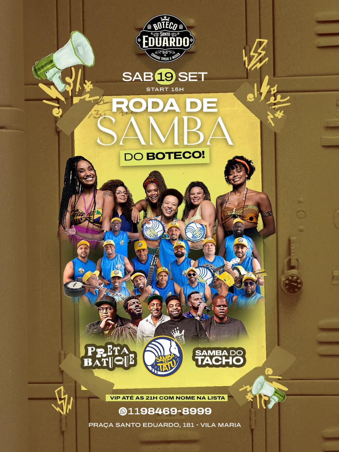 Flyer de Preta Batuque, Samba do Tatu e Samba do Tacho