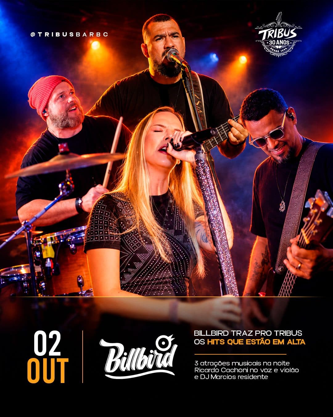 Flyer de Billbird, Ricardo Cachoni e DJ Marcios