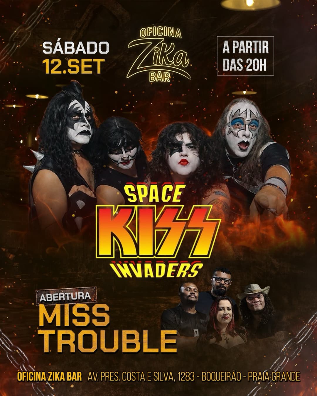 Flyer de Miss Trouble e Space Kiss Invaders