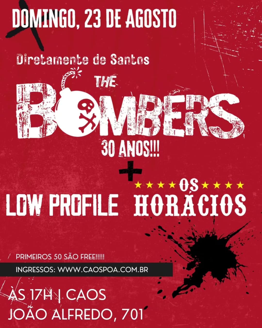 Flyer de The Bombers, Os Horácios e Low Profile