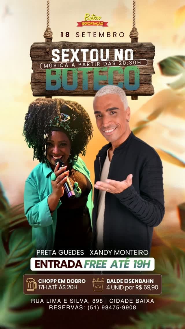 Flyer de Preta Guedes e Xandy Monteiro