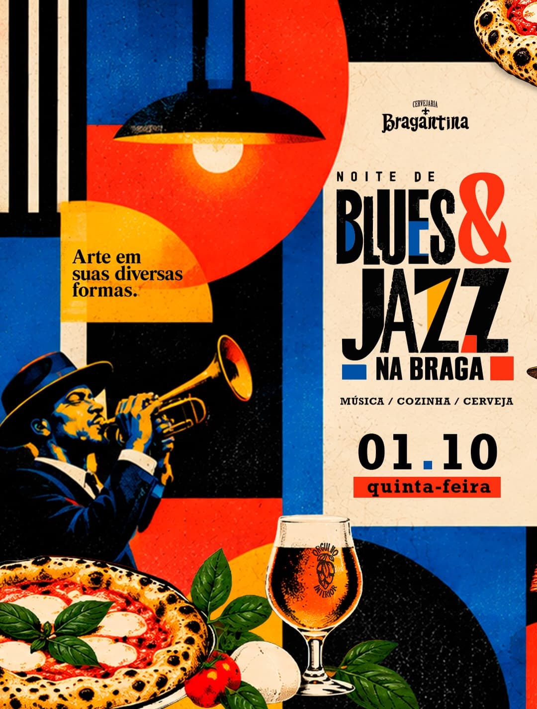 Flyer de Bravo Pizza Club e João Velho Te