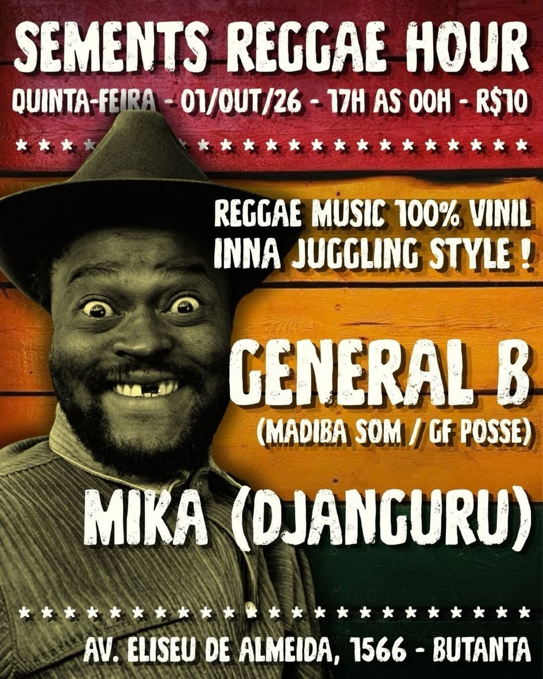 Flyer de Raphael Damião (General B), Mika e mais 2 artistas