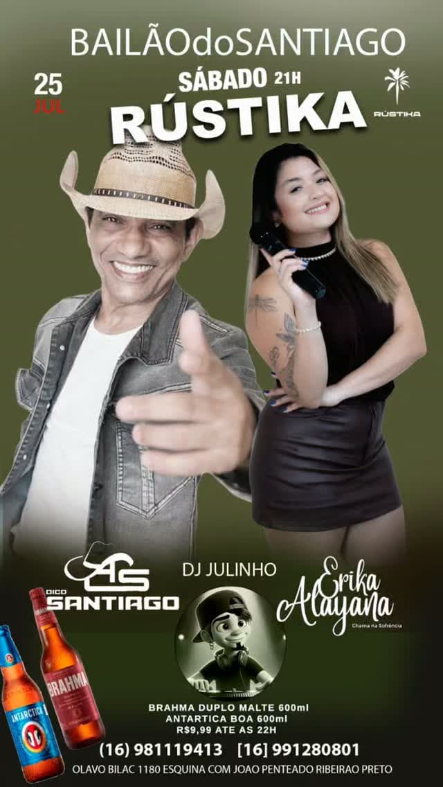 Flyer de Dico Santiago, Erika Alayana e DJ Julinho