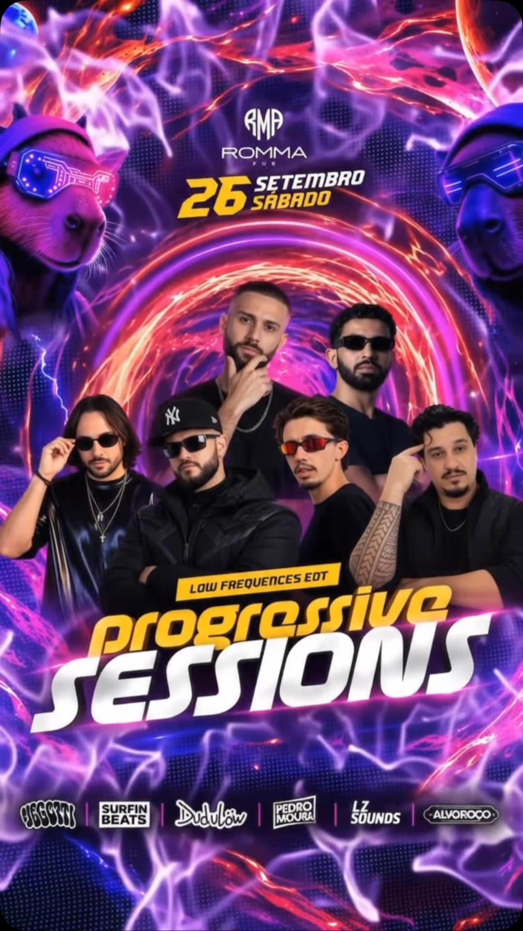 Flyer de Magotti, Surfin Beats, Dudulow e mais 3 artistas