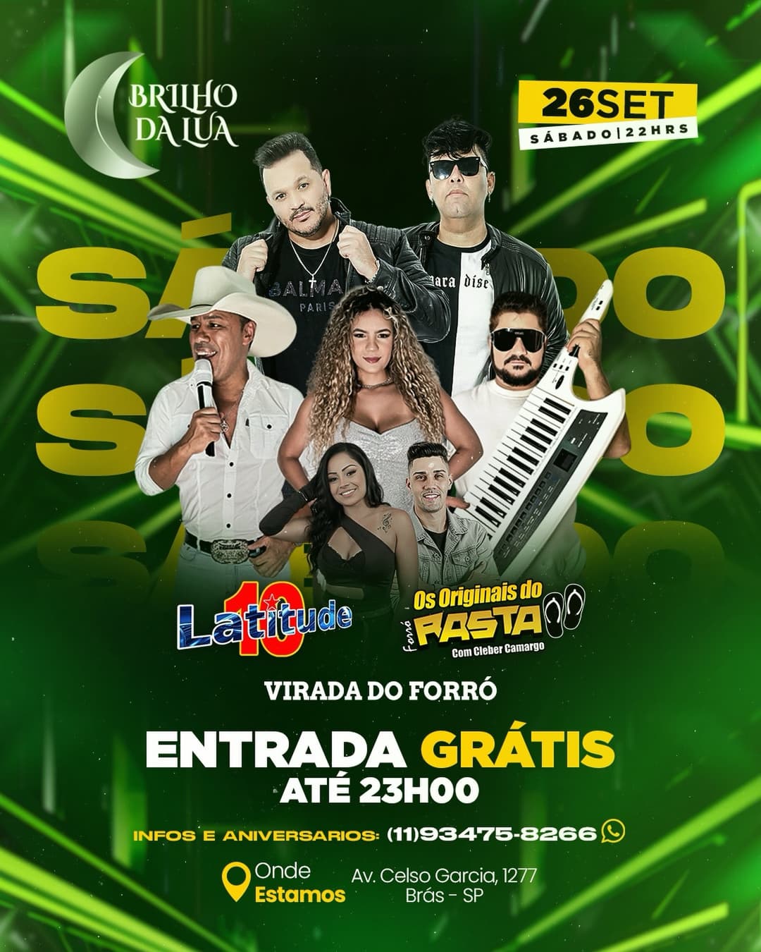 Flyer de Os Originais do Rasta, Virada do Forró e Latitude 10