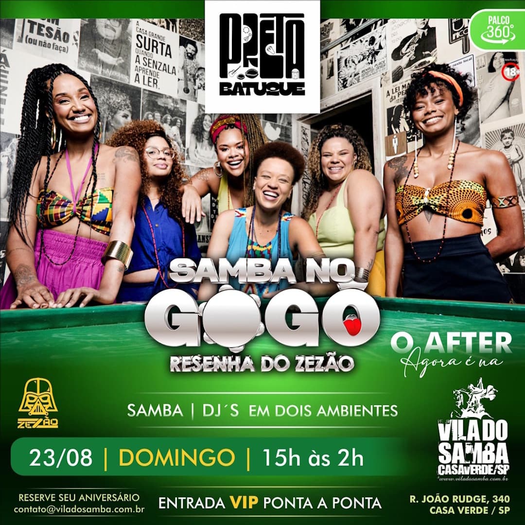 Flyer de Preta Batuque e sambanogogo_