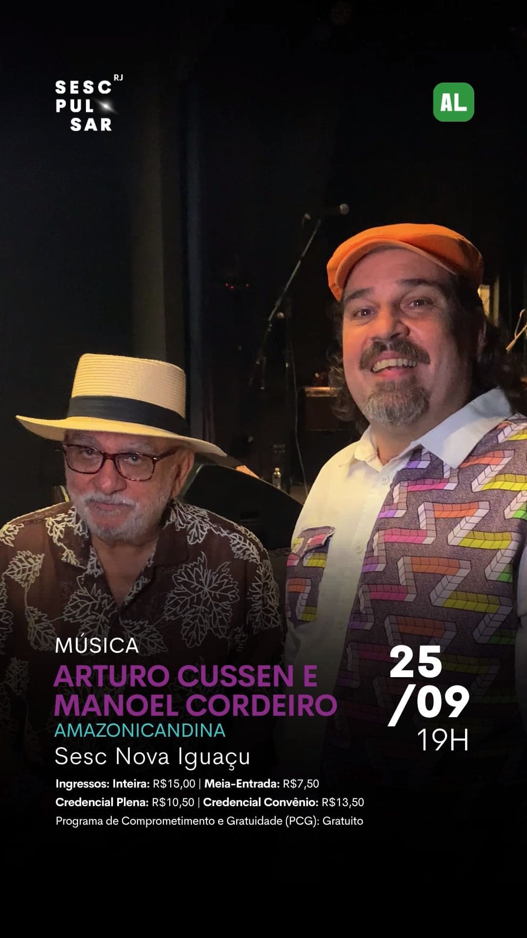 Flyer de Mestre Manoel Cordeiro e Arturo Cussen