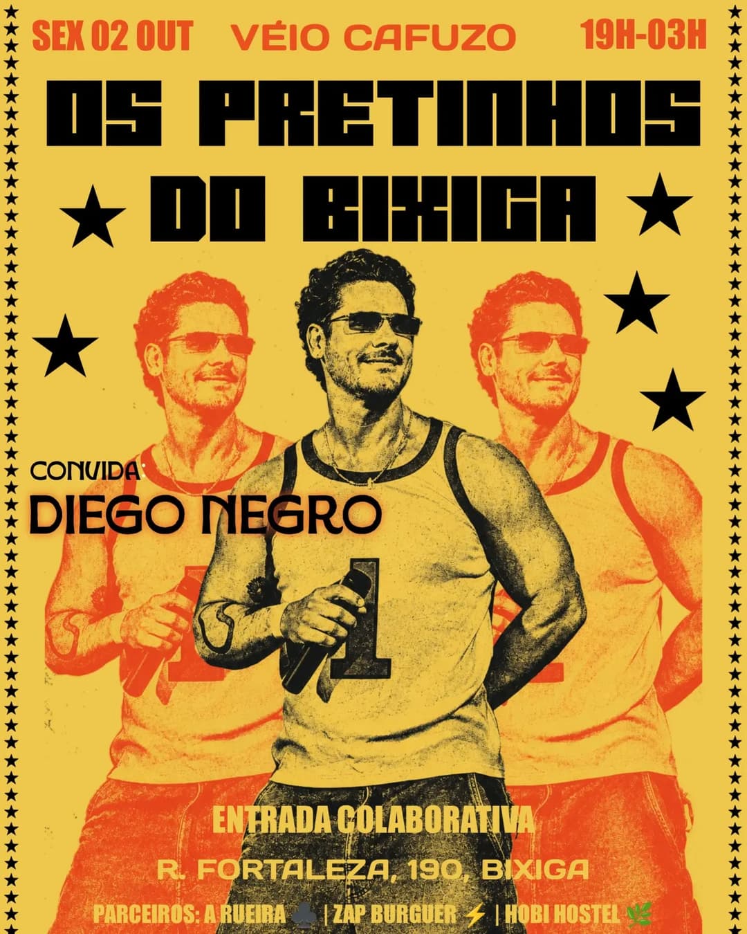 Flyer de Os Pretinhos do Bixiga e Diego Negro