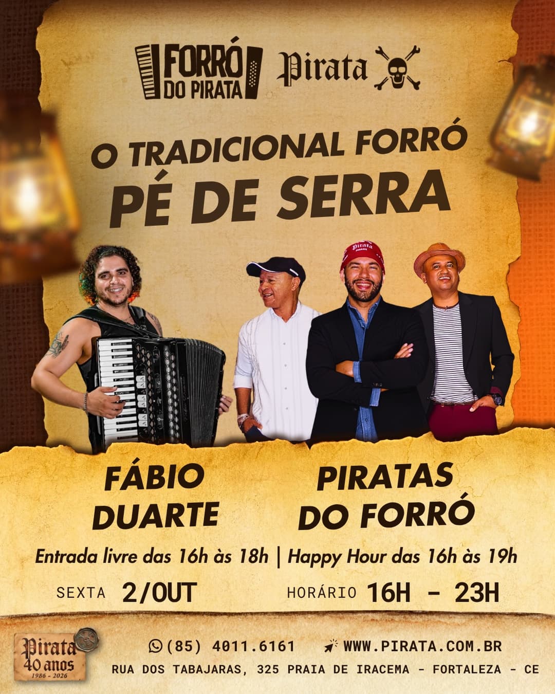 Flyer de Fábio Suarte, Aulão de Forró e Piratas do Forró