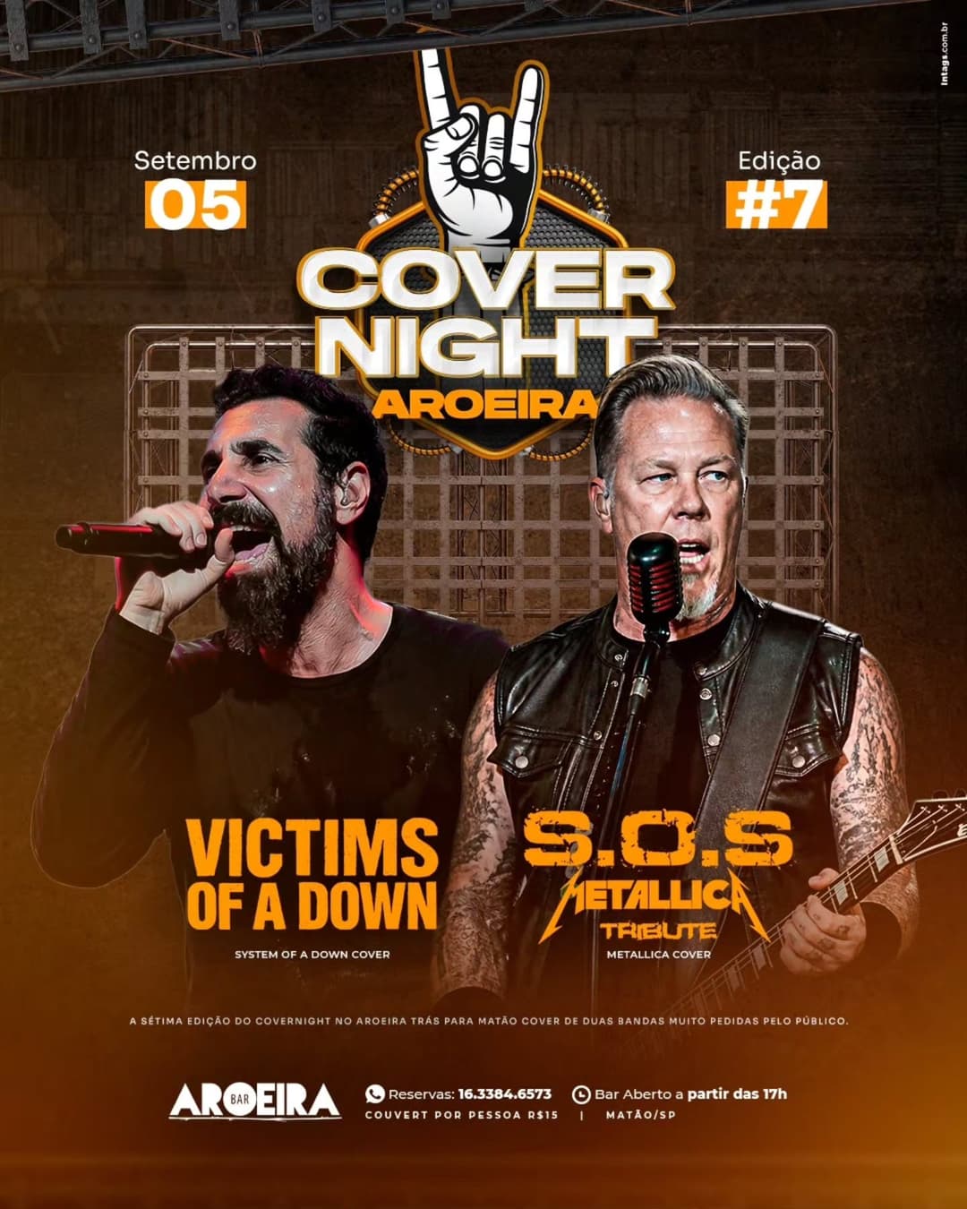 Flyer de Victims of a Down e S.O.S Metallica Tribute