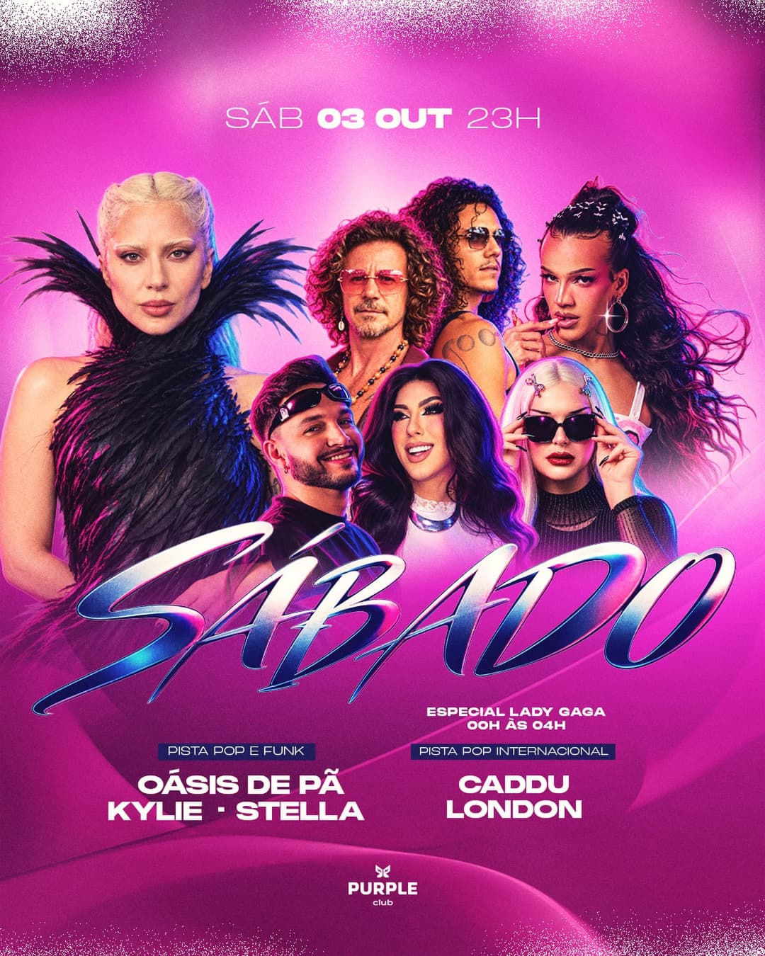 Flyer de Stella, Oasis de Pã, Kylie, CADDU e London