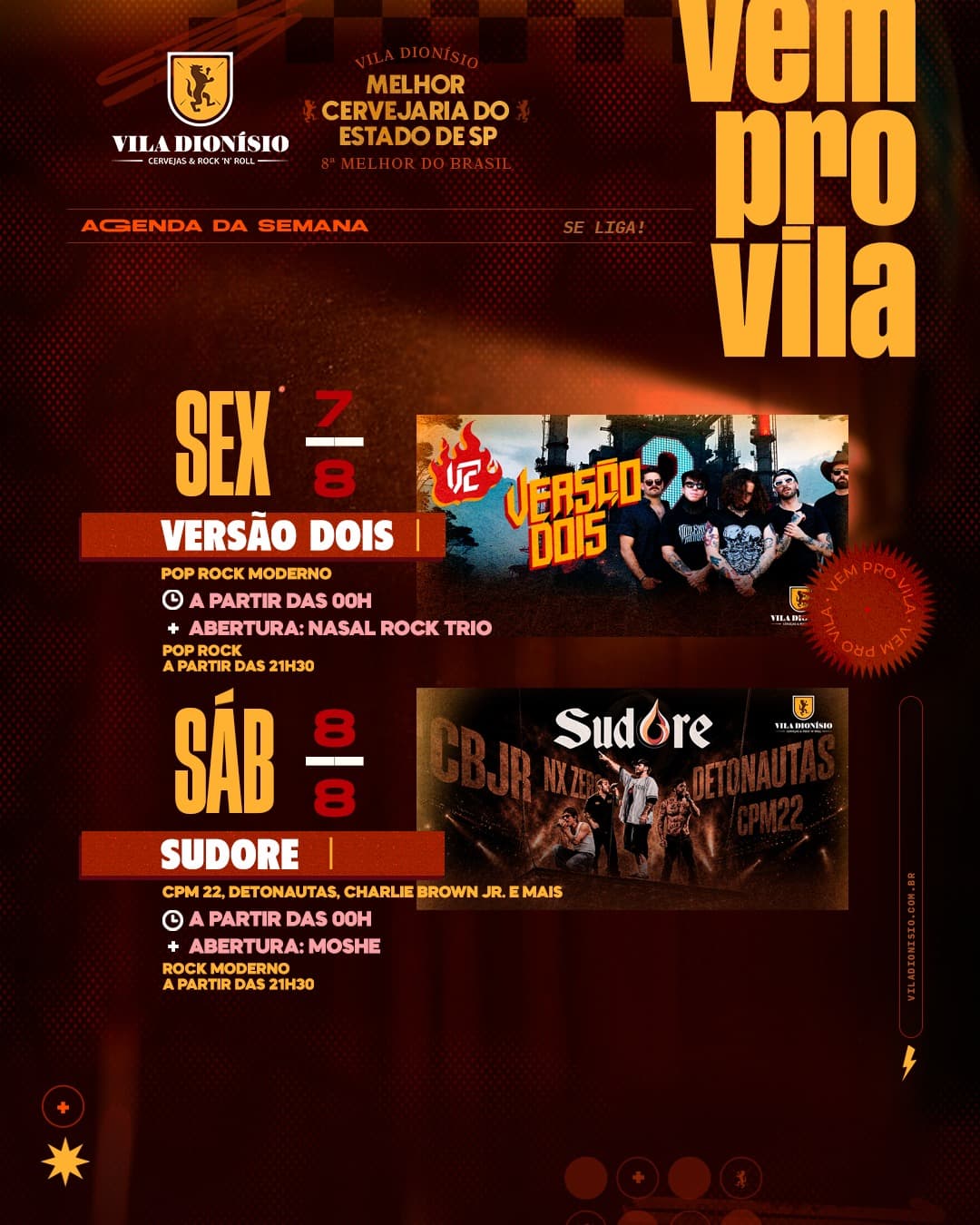 Flyer de VERSÃO DOIS e NASAL ROCK TRIO