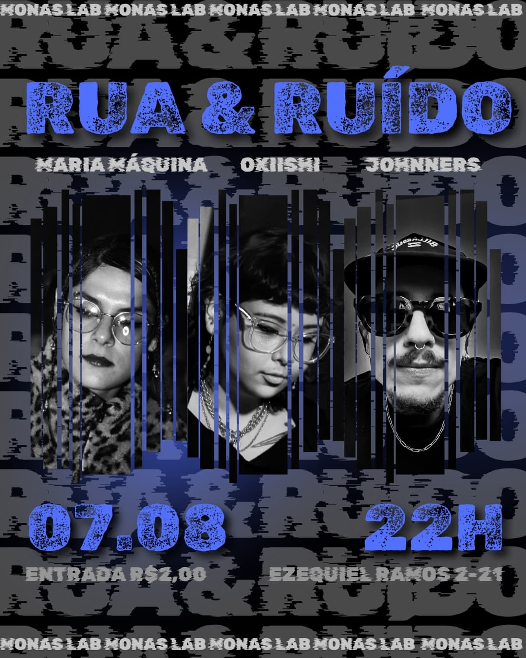 Flyer de Maria Máquina, OKIISHI e JOHNNERS