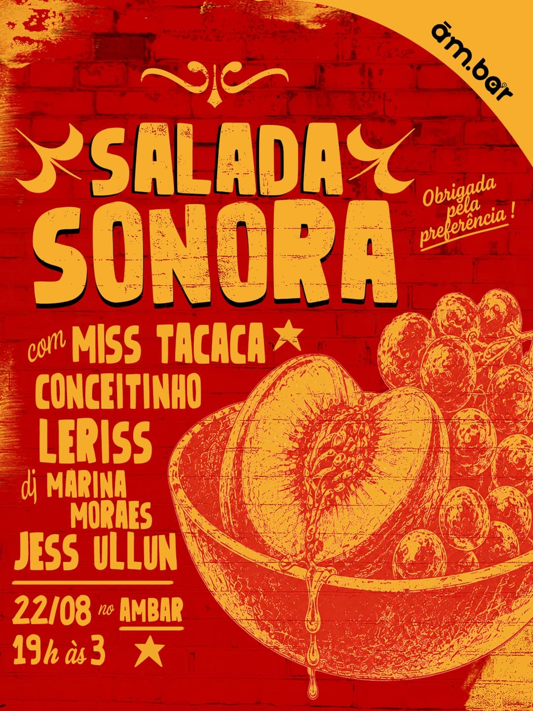 Flyer de Leriss, Miss Tacacá, Conceitinho e mais 2 artistas