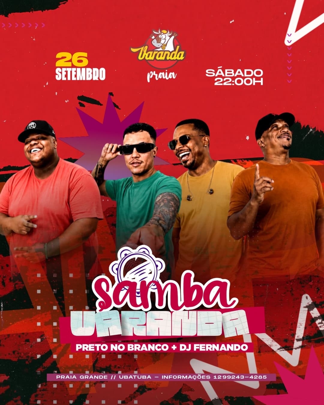Flyer de Grupo Preto no Branco e DJ Fernando