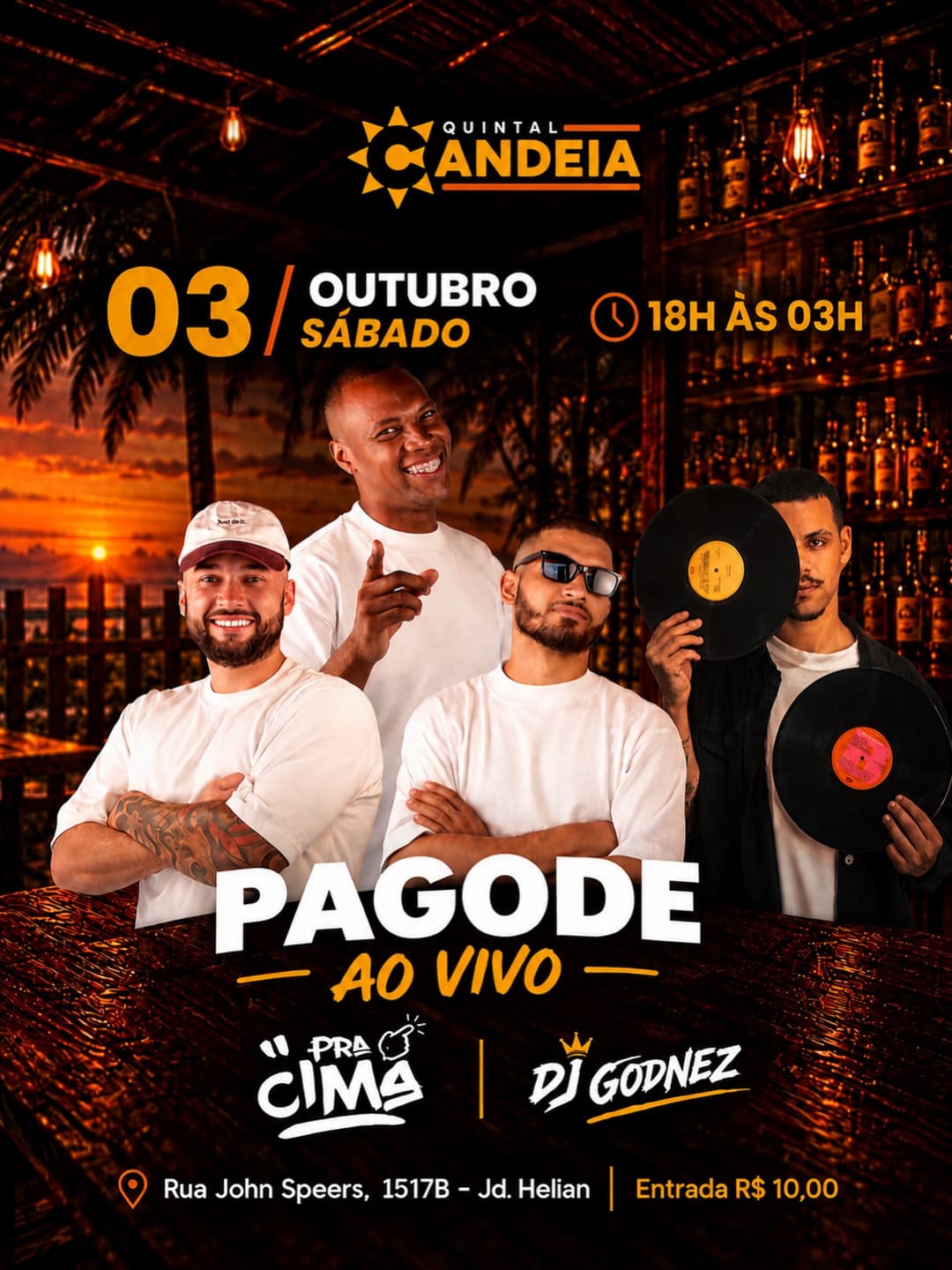 Flyer de Pra Cima e DJ Godnez