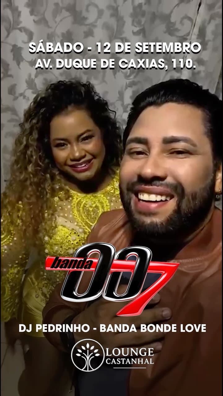 Flyer de DJ Pedrinho, Banda 007 e Banda Bonde Love