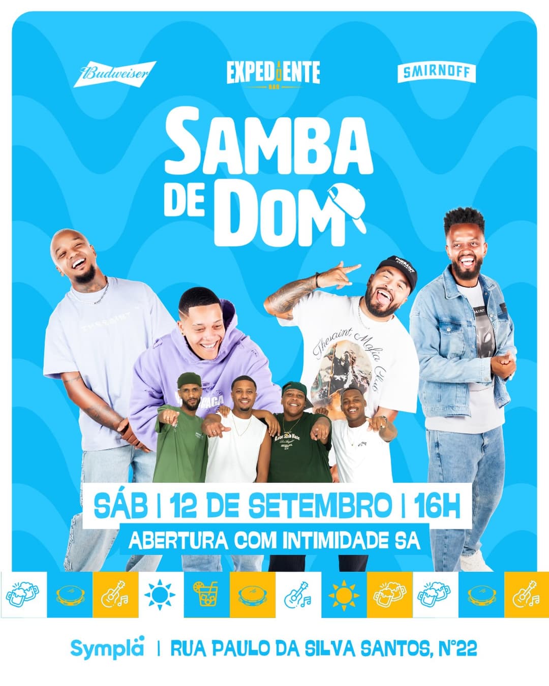 Flyer de Grupo Intimidade S/A e Samba de Dom