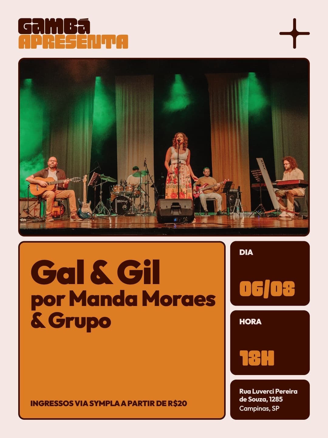 Flyer de Manda Moraes e Gal & Gil