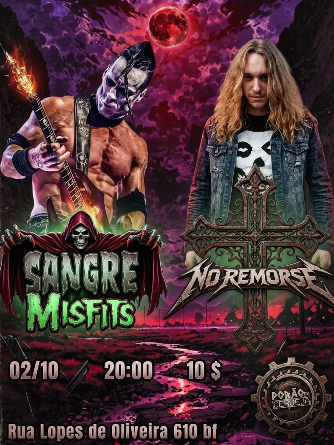 Flyer de Sangre e No Remorse