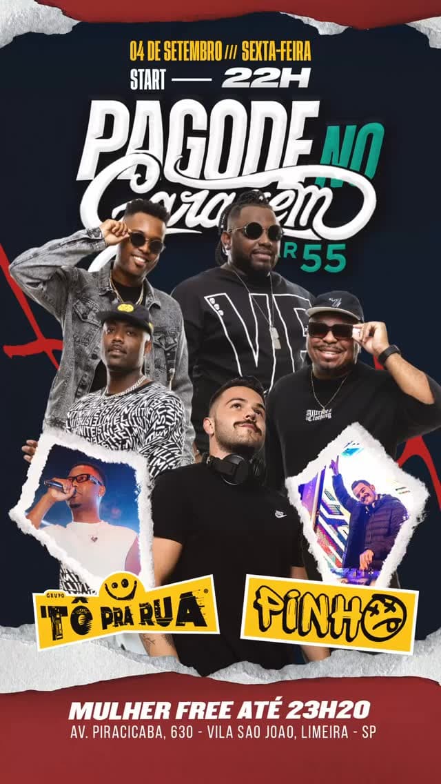 Flyer de Grupo Tô Pra Rua e DJ Pinho