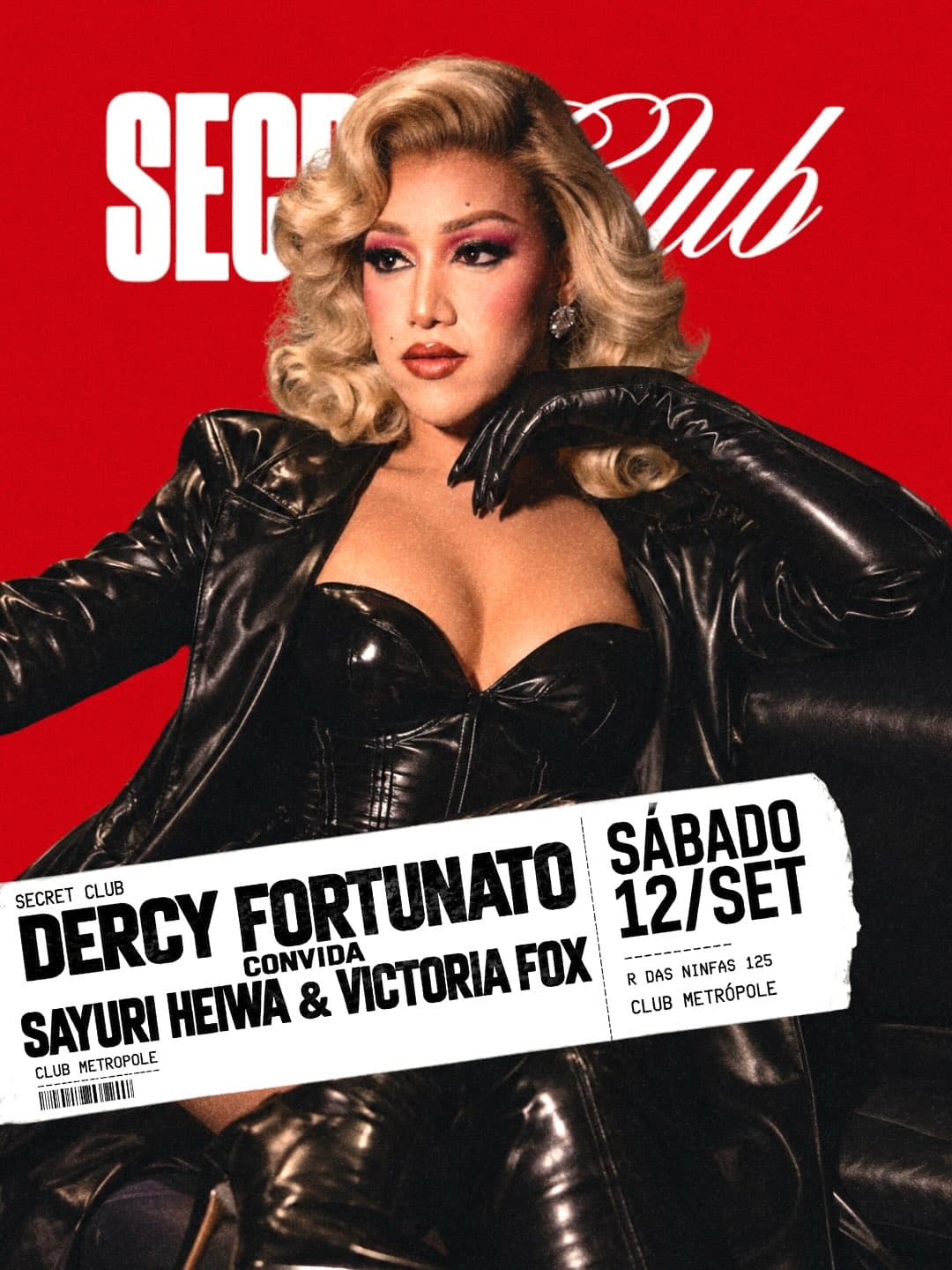 Flyer de Sayuri Heiwa, dercyfortunato e Victoria Foxvick