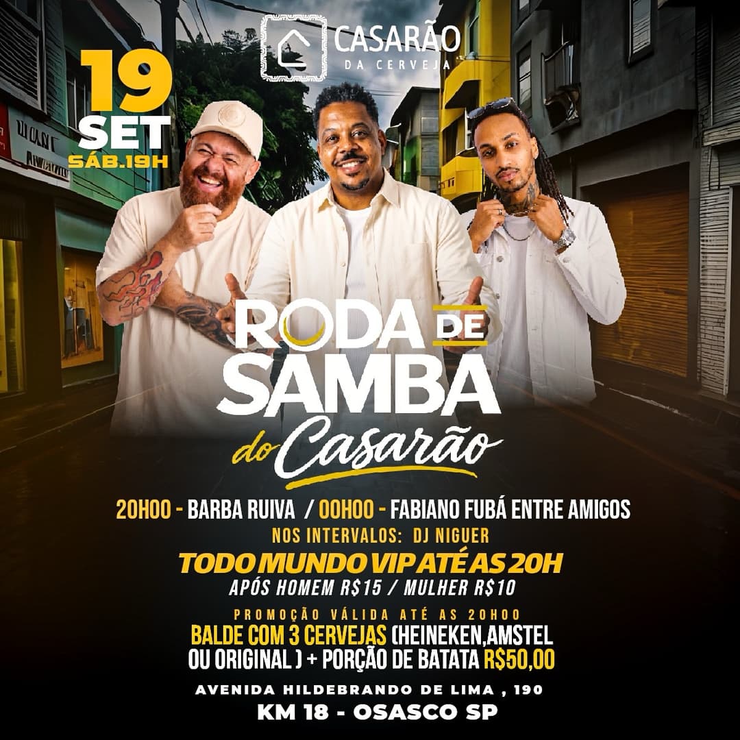 Flyer de Glauco Barba Ruiva, Fabiano Fubá e Dj Niguer