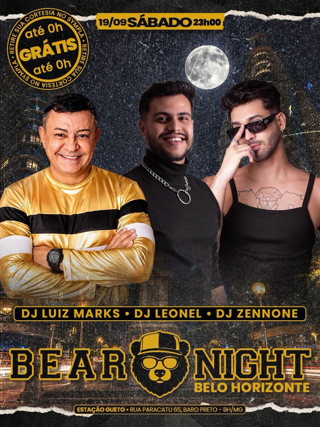 Flyer de DJ Luiz Marks, DJ Leonel e DJ Zennone