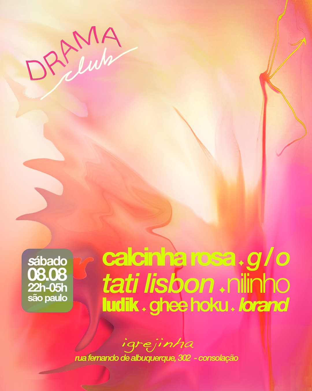 Flyer de Samara aka Amodrama, Calcinha Rosa e mais 2 artistas