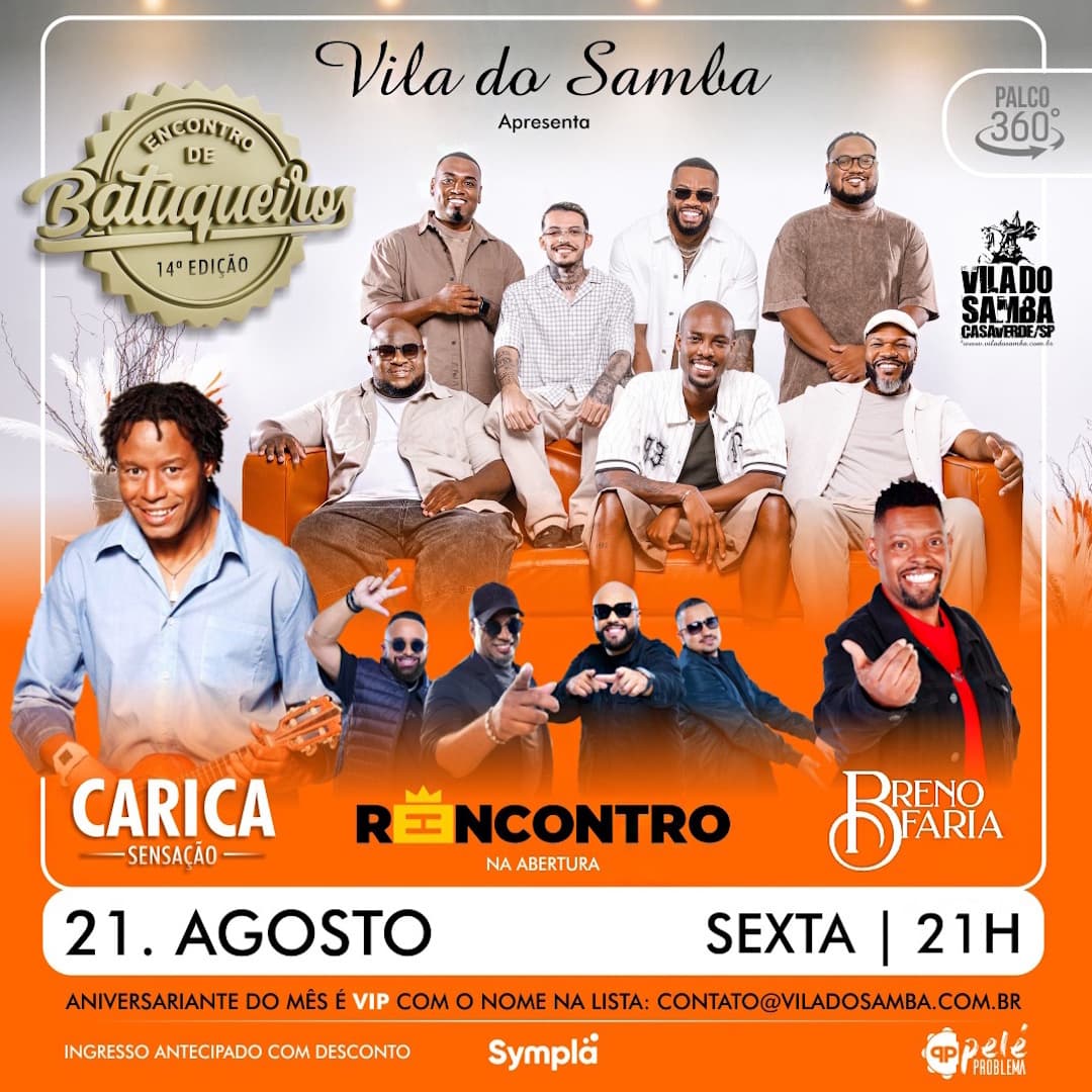 Flyer de EDB, Grupo Reencontro, Breno Faria e Carica Sensação