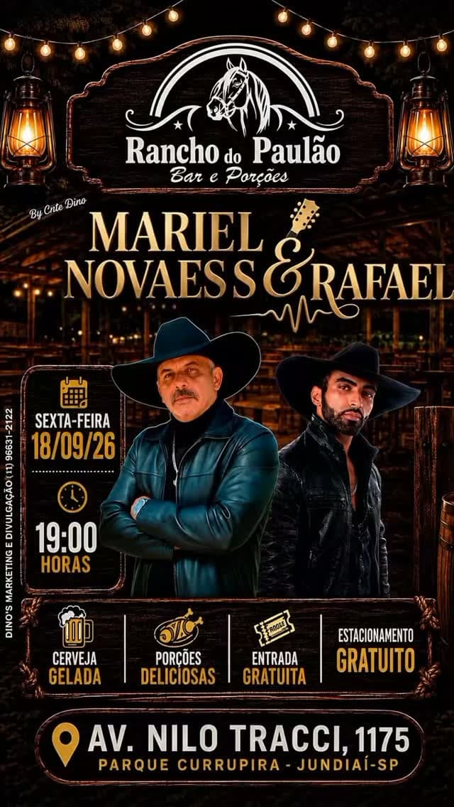 Flyer de Mariel Novaes e Rafael