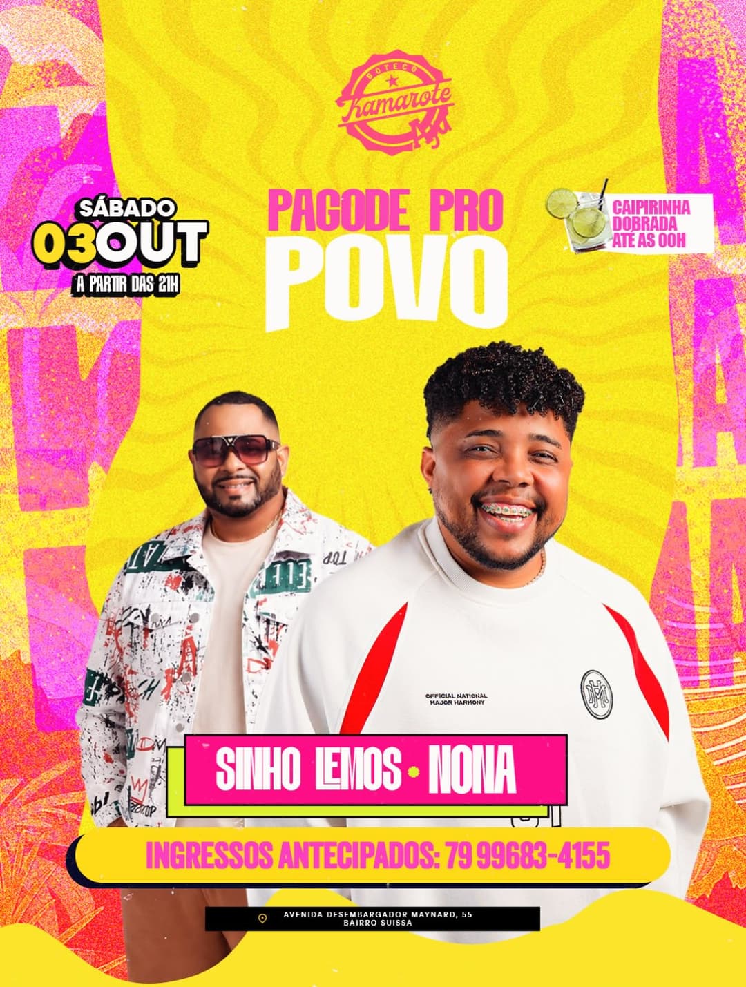 Flyer de Cantor Nona e Sinho Lemos