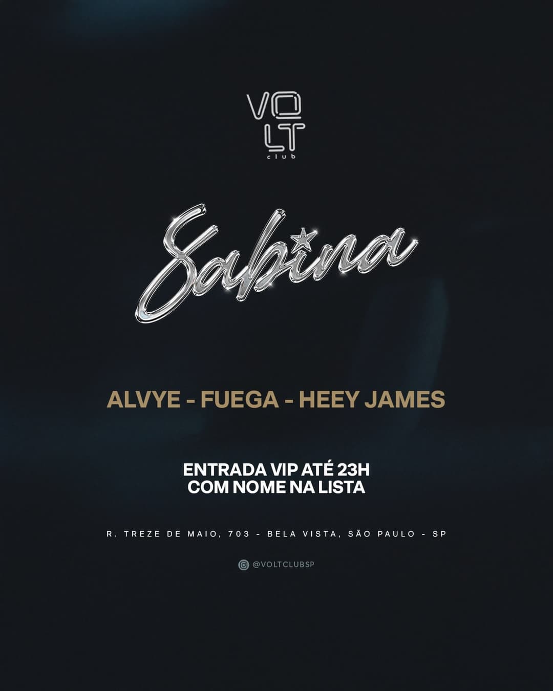 Flyer de James, Sabina, Alvye e Fuega