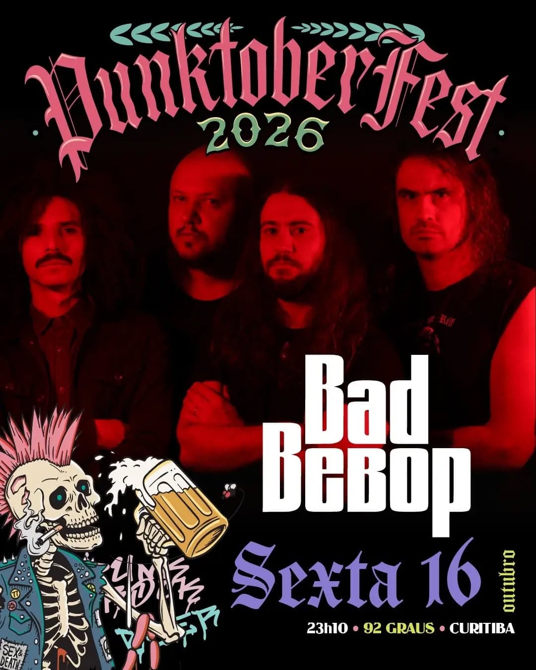 Flyer de Bad Bebop, Colapso, Dedo Podre e mais 2 artistas