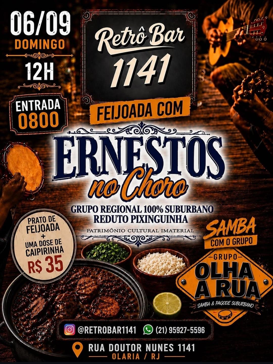 Flyer de Ernesto’s no Choro e Grupo Olha a Rua
